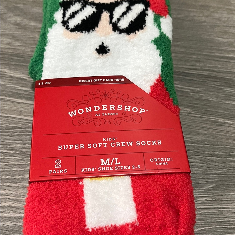 Kids / Womens Wondershop Festive Santa Crew Socks NWOT - Picture 2 of 4